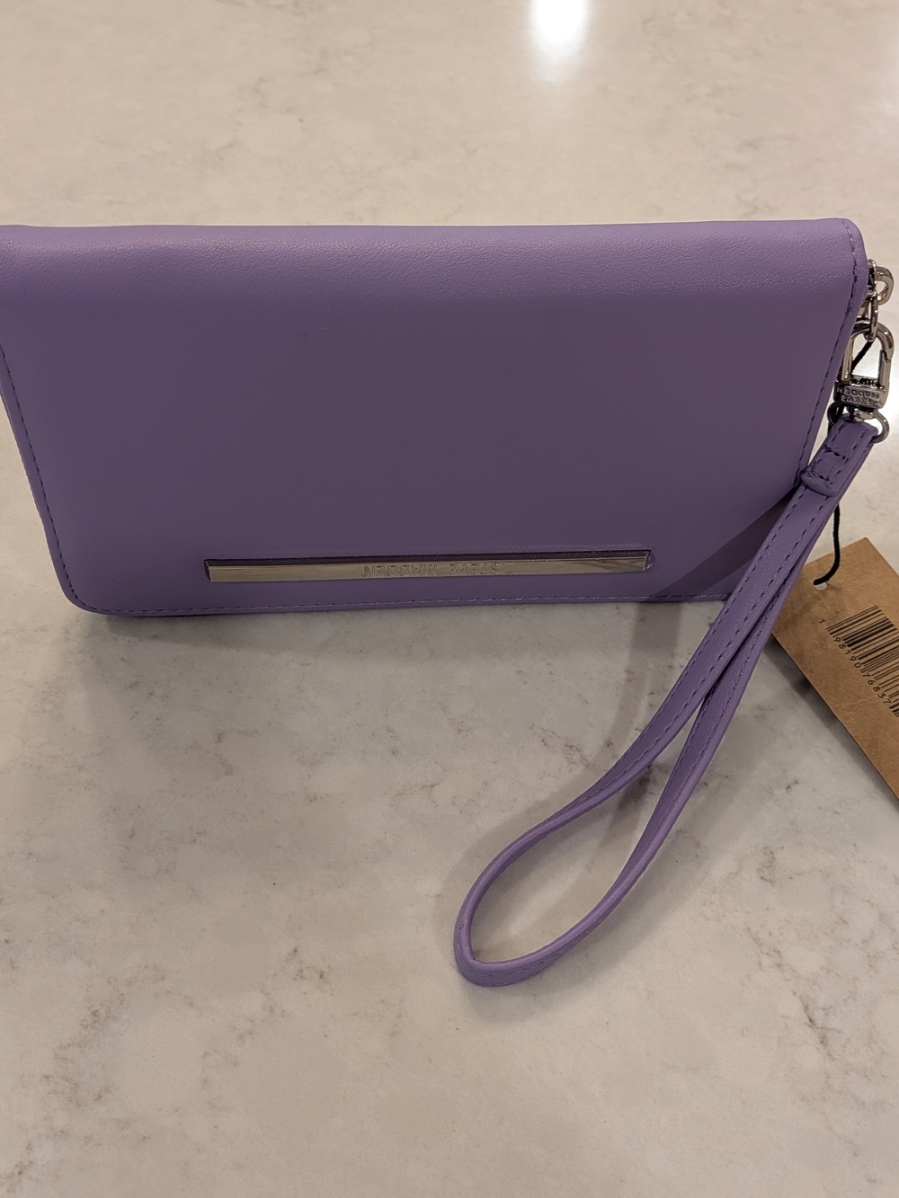 Lavender Wristlet Clutch - Sleek Purple Women's Wallet With Silver Tone Hardware